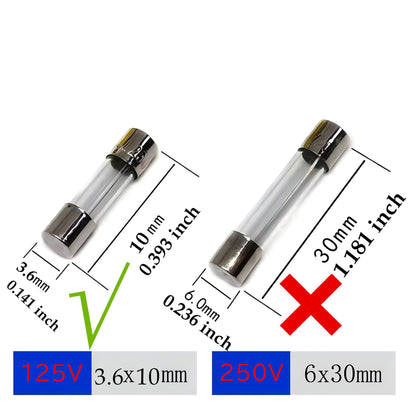 2.5,3A,5A amp 125 volt fuse, Mini Fuse 3.6x10 mm (0.14x0.39 Inch) 125 V 125 Volt Fast Blow Glass Fuses(Pack of 12 Pcs)