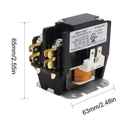 1-poliger FLA 25-Ampere-Spule VAC-Kondensatorkompressor-Schütz für Klimaanlagen, AC-Schütz für bestimmte Zwecke für HLK-Systeme, industrielle Anwendungen 