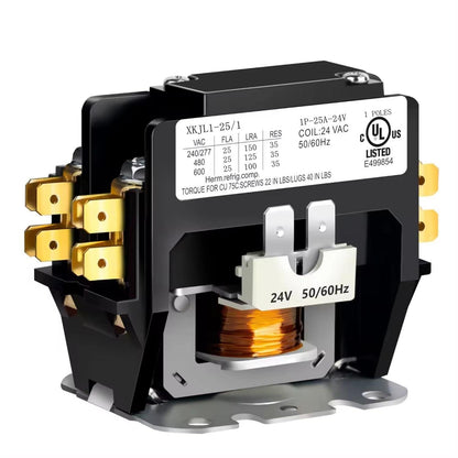 1-poliger FLA 25-Ampere-Spule VAC-Kondensatorkompressor-Schütz für Klimaanlagen, AC-Schütz für bestimmte Zwecke für HLK-Systeme, industrielle Anwendungen 