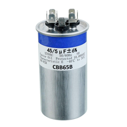 45+5uF 45/5MFD ±6% 370V CBB65 Dual Run Circular Start Capacitor for AC Motor Run or Fan Start or Condenser Straight